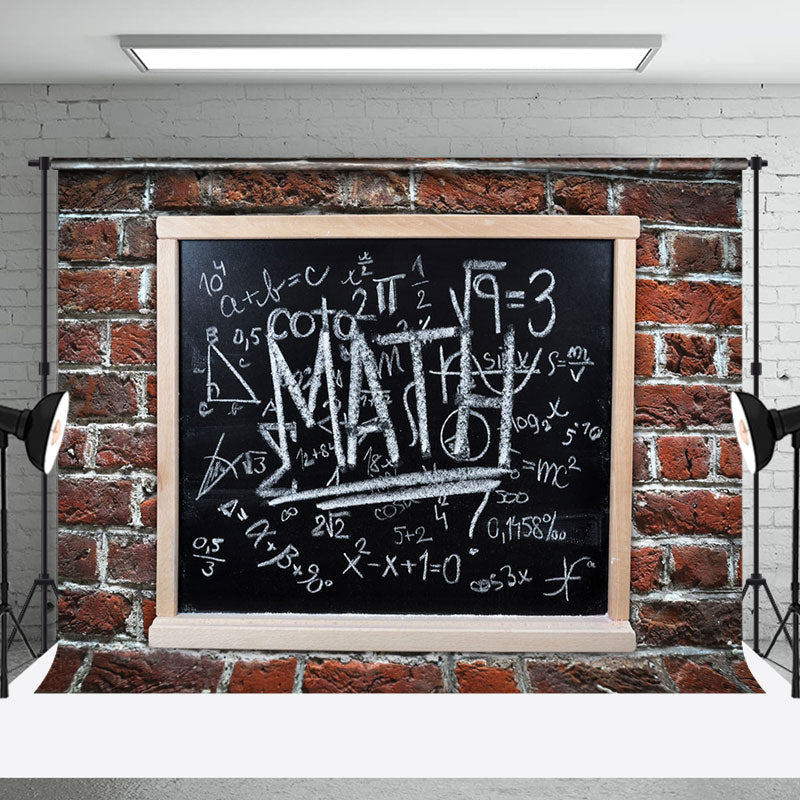 Aperturee - Math Blackboard Brick Wall Back To School Backdrop