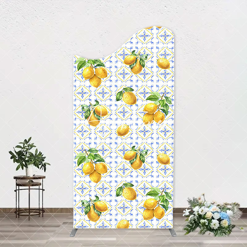 Aperturee - Mediterranean Lemon Bohemia Arch Birthday Backdrop