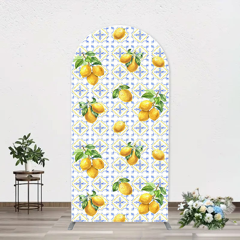 Aperturee - Mediterranean Lemon Bohemia Arch Birthday Backdrop