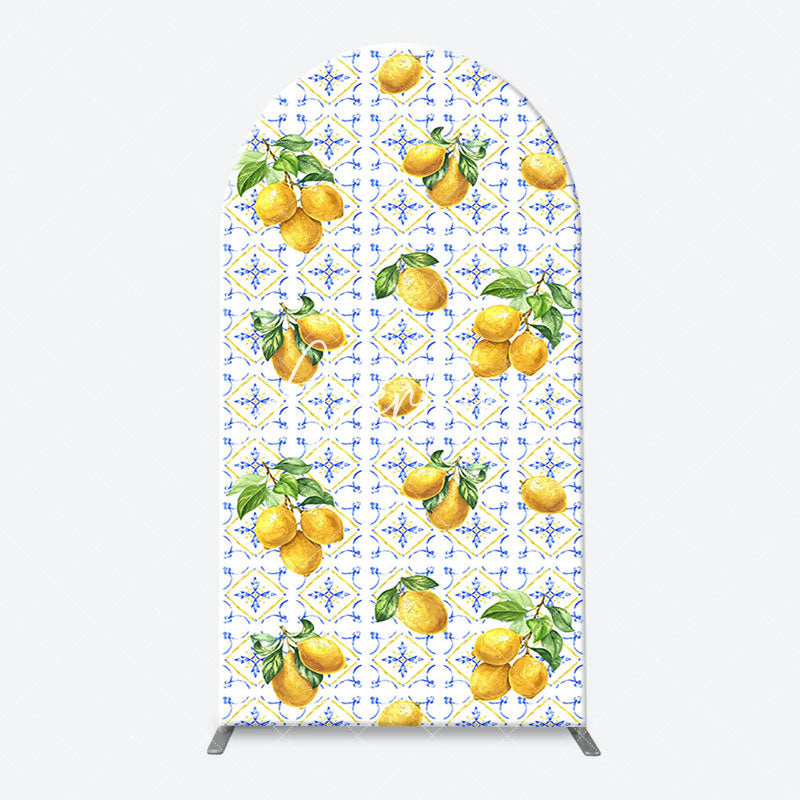 Aperturee - Mediterranean Lemon Bohemia Arch Birthday Backdrop