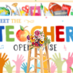 Aperturee - Meet Teacher Colorful Hands Back To School Backdrop