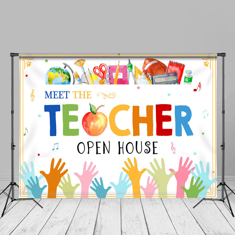 Aperturee - Meet Teacher Colorful Hands Back To School Backdrop