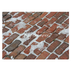 Aperturee - Melted Snow Street Red Brick Winter Rubber Floor Mat