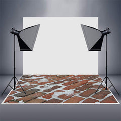 Aperturee - Melted Snow Street Red Brick Winter Rubber Floor Mat