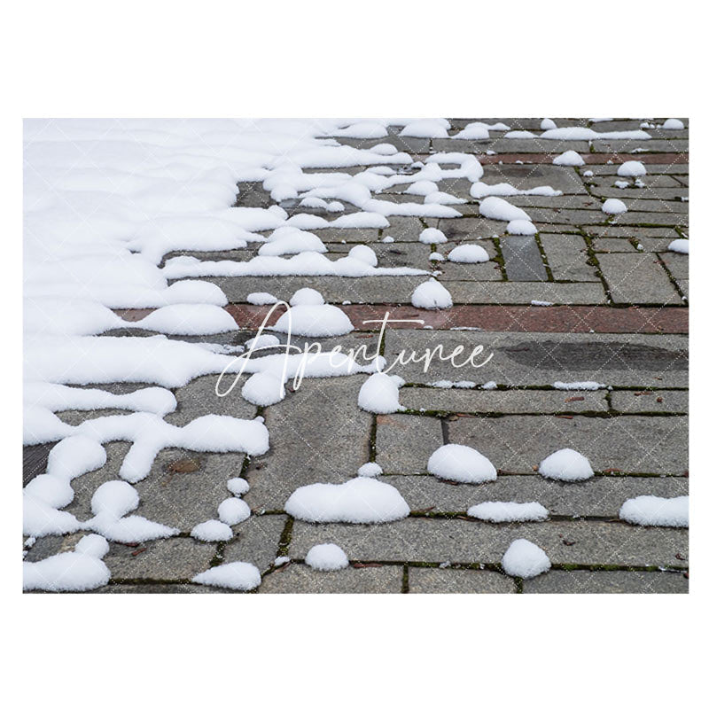 Aperturee - Melting Snow Masonry Street Winter Rubber Floor Mat