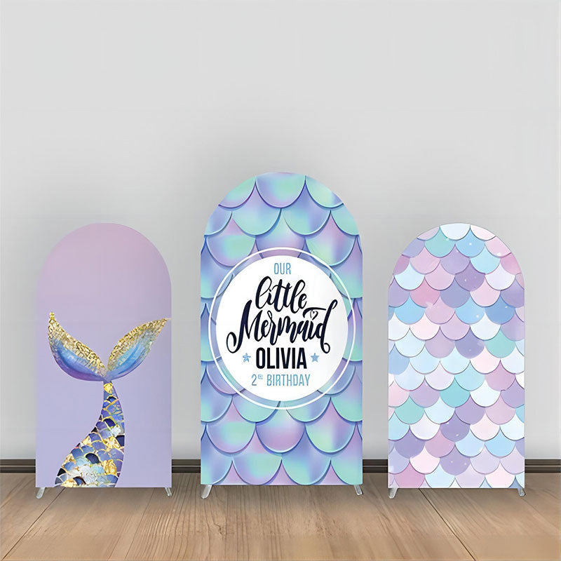 Aperturee - Mermaid Gradient Girl 2nd Birthday Arch Backdrop Kit