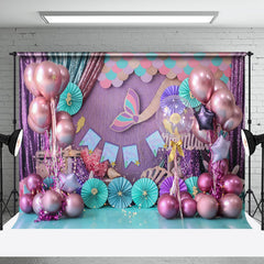 Aperturee - Mermaid Scales Pink Balloons Cake Smash Backdrop