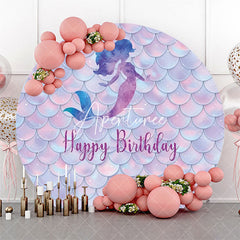 Aperturee - Mermaid Shadow Scales Round Birthday Party Backdrop