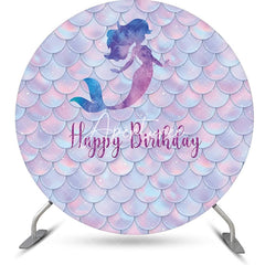 Aperturee - Mermaid Shadow Scales Round Birthday Party Backdrop