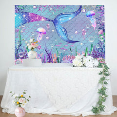 Aperturee - Mermaid Starfish Jellyfish Baby Shower Backdrop