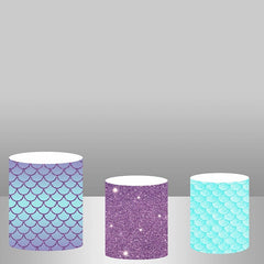 Aperturee Mermaid Theme Glitter Backdrop Plinth Cylinder Cover Kit