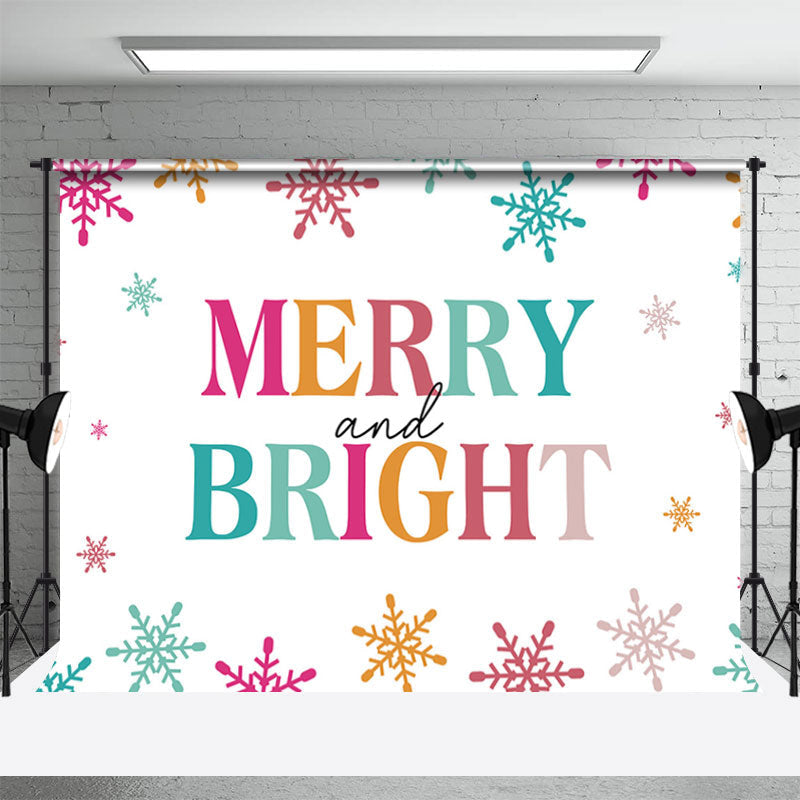 Aperturee - Merry And Bright Colorful Snowflake Christmas Backdrop