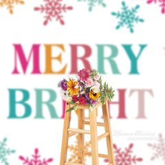 Aperturee - Merry And Bright Colorful Snowflake Christmas Backdrop