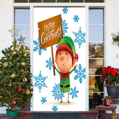 Aperturee - Merry Christmas Child White Snowflake Door Cover