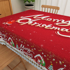 Aperturee - Merry Christmas Fabric Tablecloth Holiday Decoration