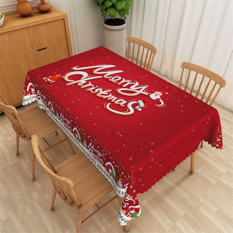 Aperturee - Merry Christmas Fabric Tablecloth Holiday Decoration