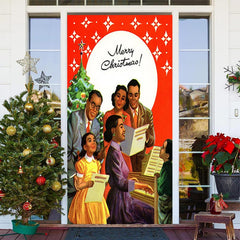 Aperturee - Merry Christmas Family Singing Scenes Door Cover