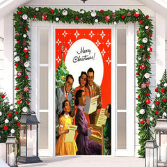 Aperturee - Merry Christmas Family Singing Scenes Door Cover