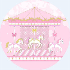 Aperturee - Merry - Go - Round Pink Bokeh Round Backdrop Kit For Girls