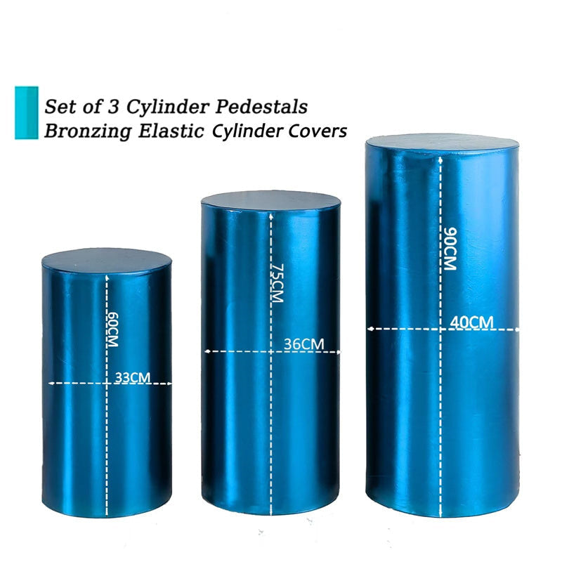 Aperturee Metallic Blue Stretchy Spandex Fitted Cylinder Cover