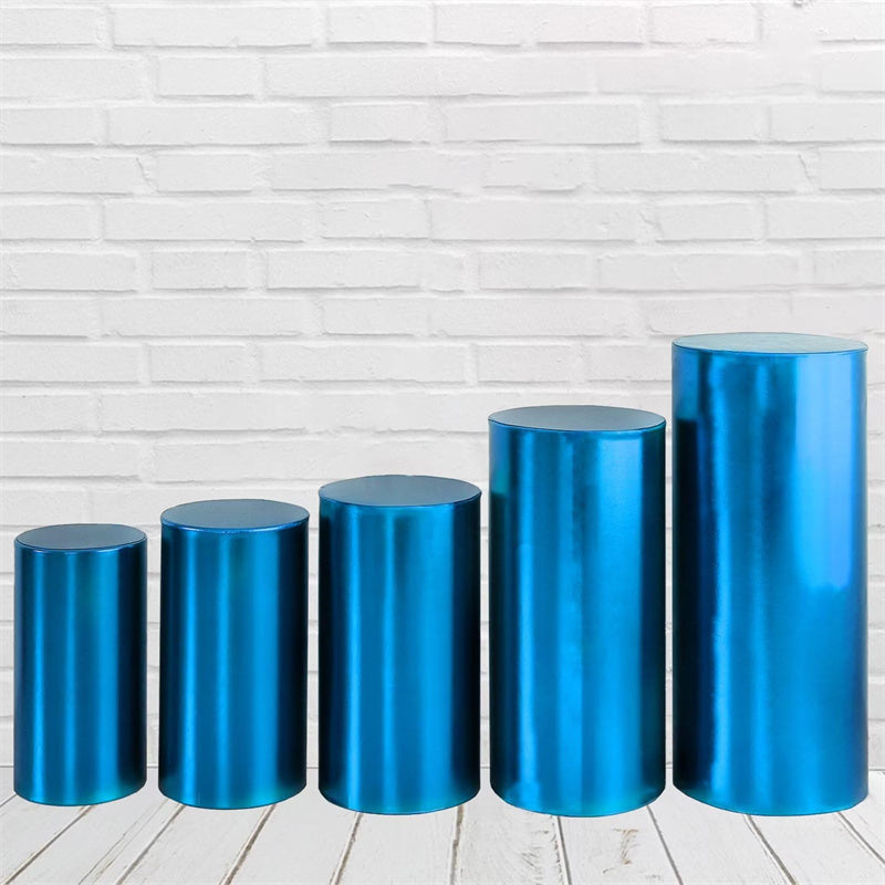 Aperturee Metallic Blue Stretchy Spandex Fitted Cylinder Cover