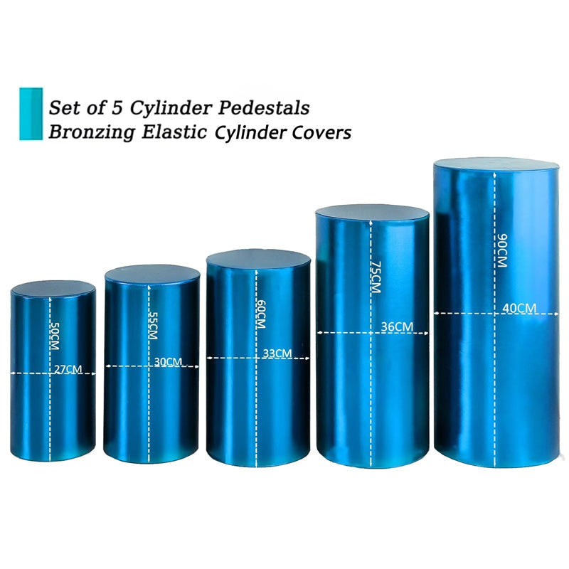 Aperturee Metallic Blue Stretchy Spandex Fitted Cylinder Cover