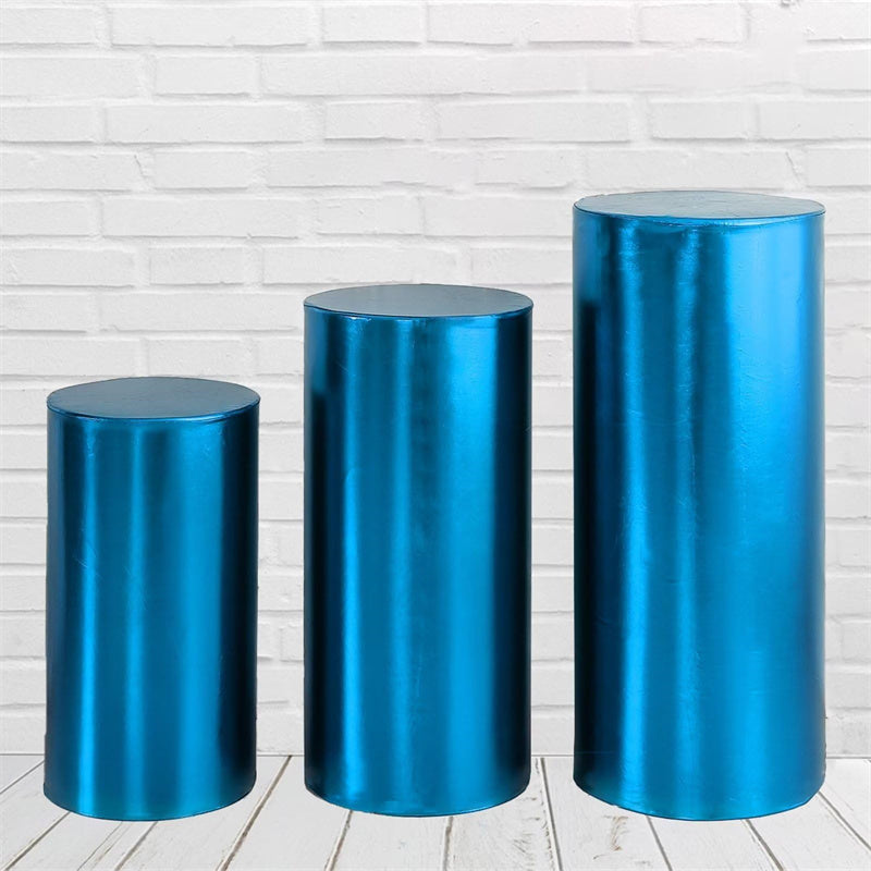 Aperturee Metallic Blue Stretchy Spandex Fitted Cylinder Cover