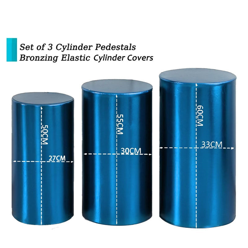 Aperturee Metallic Blue Stretchy Spandex Fitted Cylinder Cover