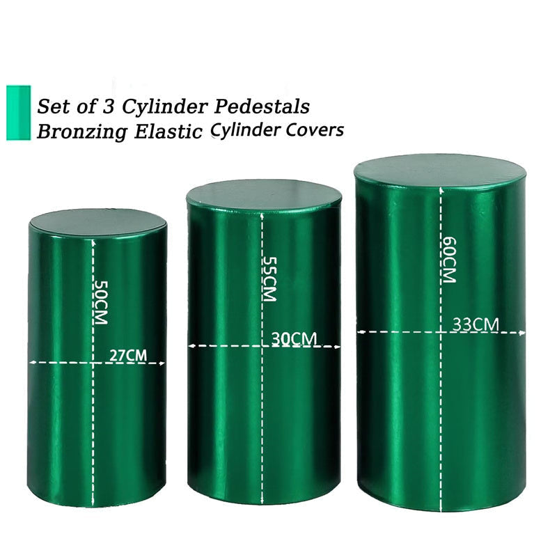 Aperturee Metallic Green Stretchy Spandex Fitted Cylinder Cover