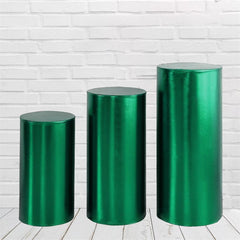 Aperturee Metallic Green Stretchy Spandex Fitted Cylinder Cover