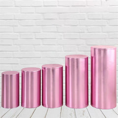 Aperturee Metallic Pink Stretchy Spandex Fitted Cylinder Cover