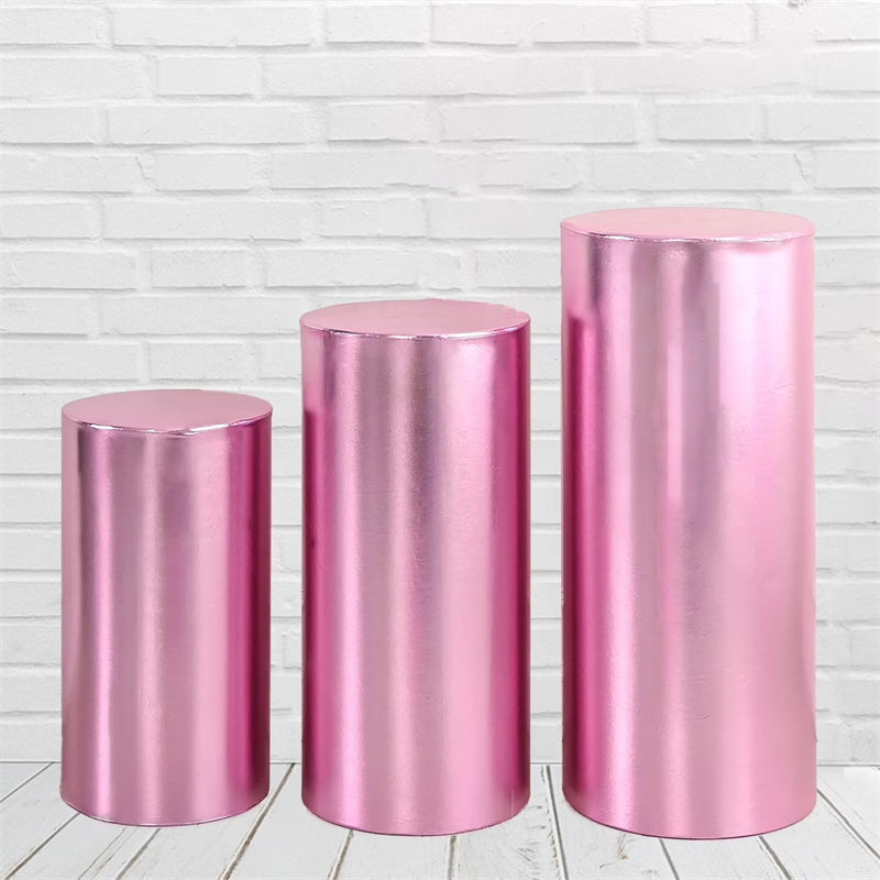 Aperturee Metallic Pink Stretchy Spandex Fitted Cylinder Cover