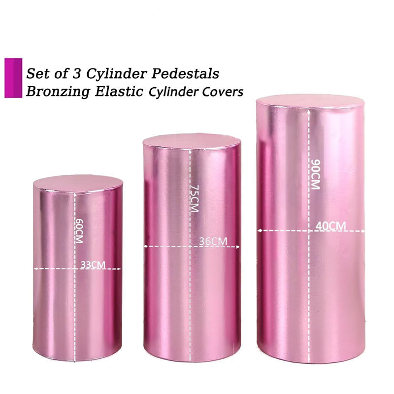 Aperturee Metallic Pink Stretchy Spandex Fitted Cylinder Cover