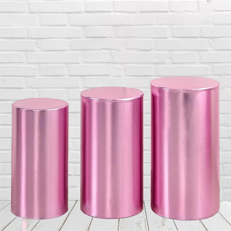 Aperturee Metallic Pink Stretchy Spandex Fitted Cylinder Cover