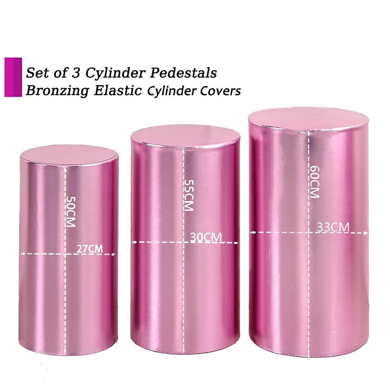 Aperturee Metallic Pink Stretchy Spandex Fitted Cylinder Cover