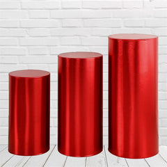 Aperturee Metallic Red Stretchy Spandex Fitted Cylinder Cover