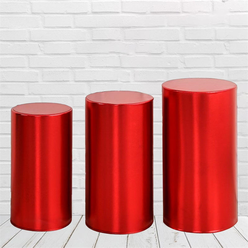 Aperturee Metallic Red Stretchy Spandex Fitted Cylinder Cover