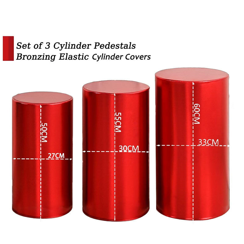 Aperturee Metallic Red Stretchy Spandex Fitted Cylinder Cover