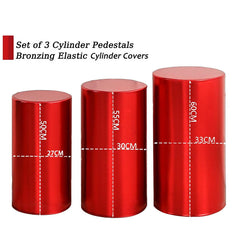 Aperturee Metallic Red Stretchy Spandex Fitted Cylinder Cover