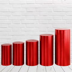 Aperturee Metallic Red Stretchy Spandex Fitted Cylinder Cover