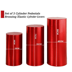 Aperturee Metallic Red Stretchy Spandex Fitted Cylinder Cover