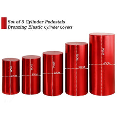 Aperturee Metallic Red Stretchy Spandex Fitted Cylinder Cover