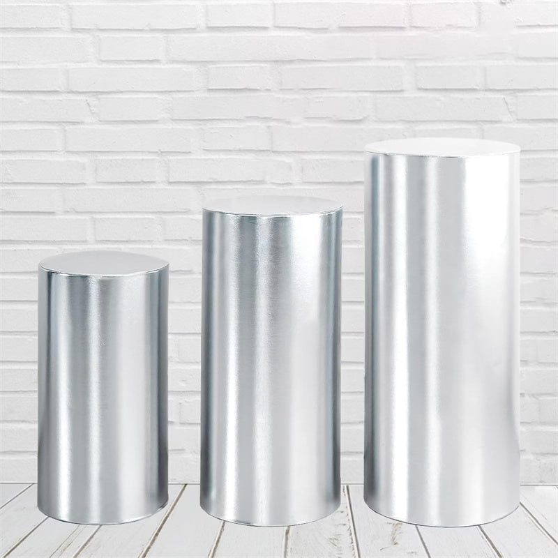 Aperturee Metallic Silver Stretchy Spandex Fitted Cylinder Cover