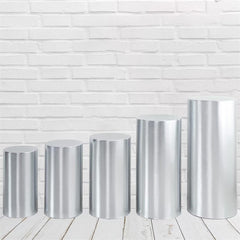 Aperturee Metallic Silver Stretchy Spandex Fitted Cylinder Cover