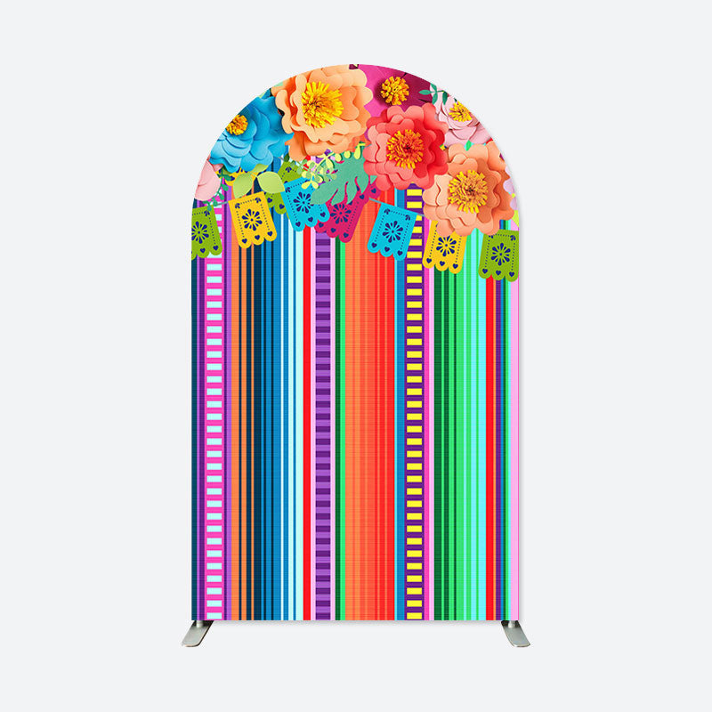 Aperturee - Mexican Fiesta Theme Floral Arch Backdrop for Party