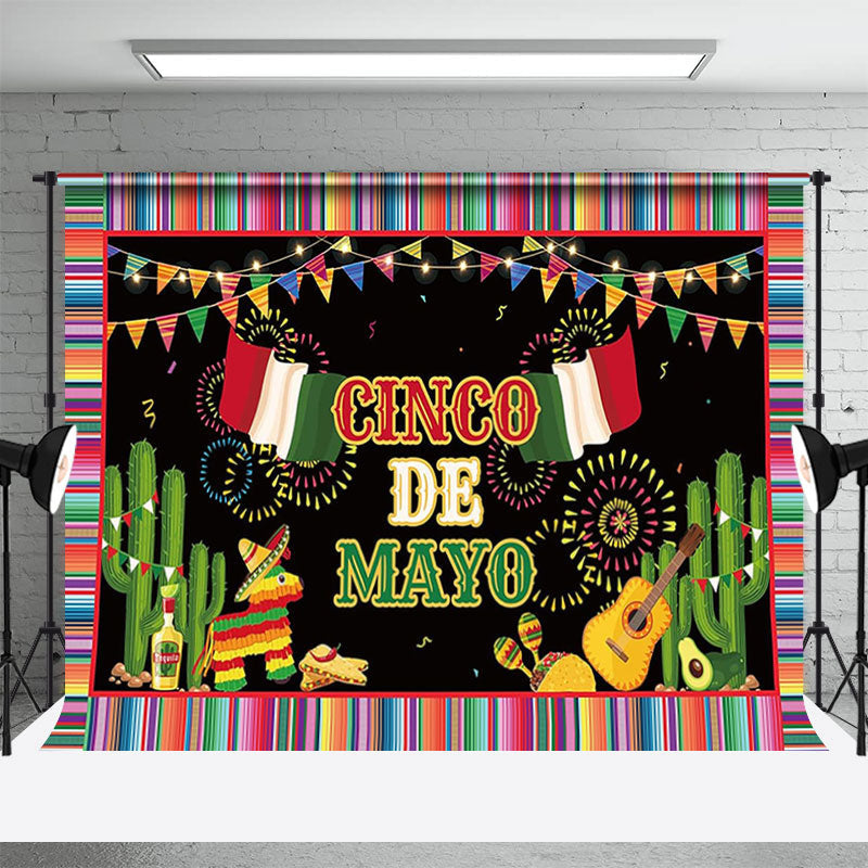 Aperturee - Mexico Cinco De Mayo Floral Mexican Fiesta Party Backdrop