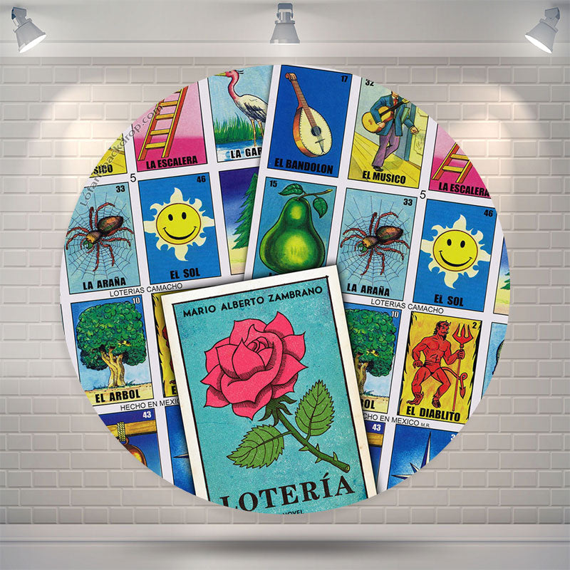 Aperturee - Mexico Loteria Cards Themed Party Circle Backdrop