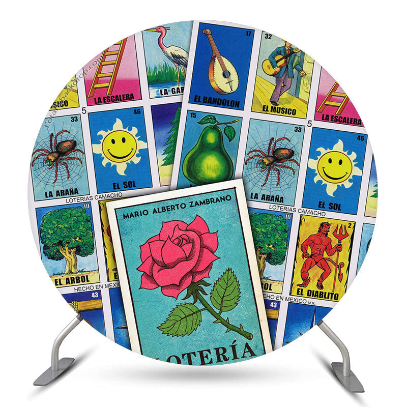 Aperturee Mexico Loteria Cards Themed Party Circle Backdrop