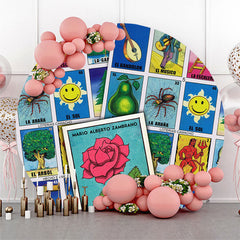 Aperturee Mexico Loteria Cards Themed Party Circle Backdrop