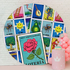 Lofaris Mexico Loteria Cards Themed Party Circle Backdrop